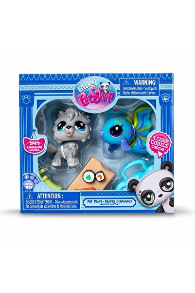 Sunman Littlest Pet Shop Minis - مجموعة مجسمات الذئب والأسماك 20&24 S1 S00005264