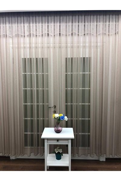 elision home Mink Grek Tulle Curtain Honeycomb Floor 300x260cm (1x2) Sparse Pleat Elıon00101