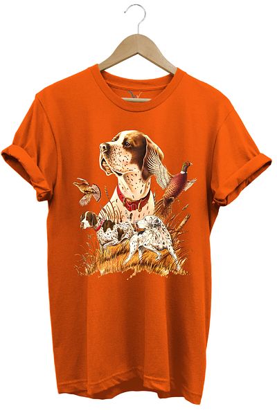 WİDİ British Pointer Setter - Tricou cu model de vânătoare, cu imprimeu Wild Fazan Life, cu croiala normală