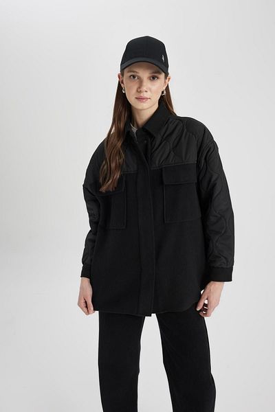 DeFacto Regular Fit Cotton Sleeves Quilted Detailed Thick Stamped Bomber Jacket B8340Ax23Cw