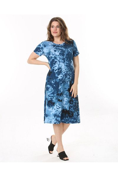 Butik Nilyam Rochie midi cu imprimeu cu decolteu - Maneca scurta, Marime Plus 24133