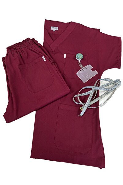 AtakUniform Likralı Unisex V Yaka Doktor ve Hemşire Forma Scrubs