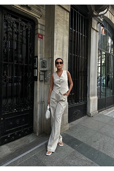 Bak'ap Linen Plaszo Vest and Trousers Set