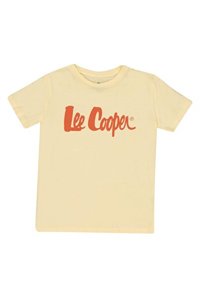 Lee Cooper تي شيرت لندن شعار 1 للأولاد برقبة دائرية أصفر فاتح