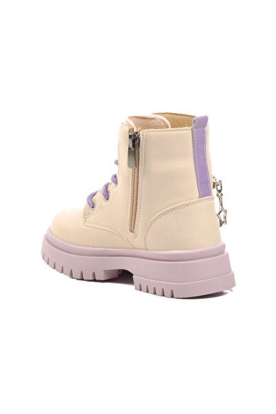 pepino 1525-P Beige-Lilac Girls' Boots - With Fleece Inside