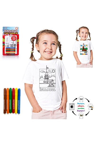 paint-wear Kız Kulesi Boyama T-shirt 4-6 Yaş