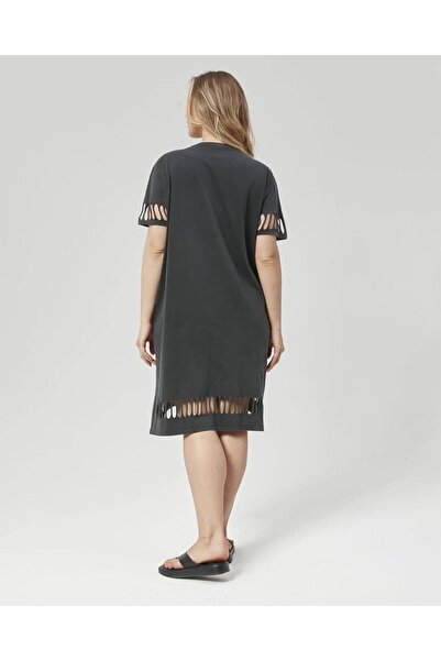 MojerHermosa Stone Detailed Sleeve Ripped Plus Size Summer Dress