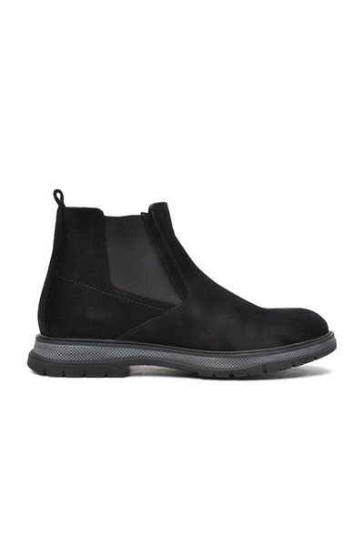 Fosco Men's Genuine Leather Black Nubuck Chelsea Boots