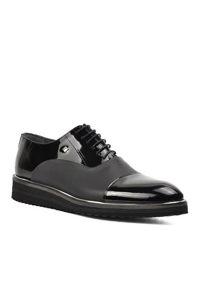Fosco Black Patent Leather Genuine Leather Men's Casual Shoes