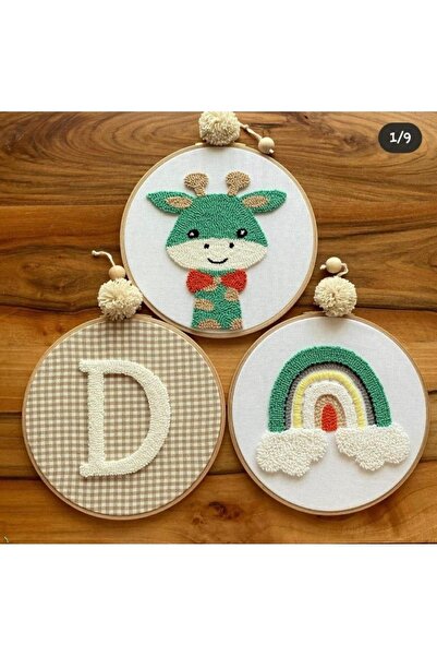 afralya home Bebek Hediyelik Kapı Süsü 3'lü Takım /çocuk Odası Isimli Kapı Sü...