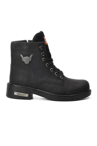 WALKWAY Men's Black Worker Boots