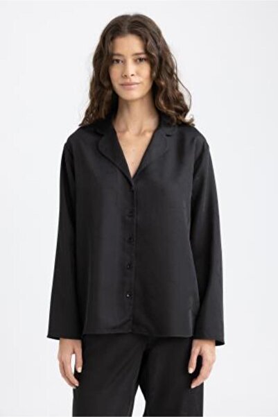 DeFacto Fall In Love Regular Fit Pajamas Collar Basic Long Sleeve Pajama Top Z5328az23sp