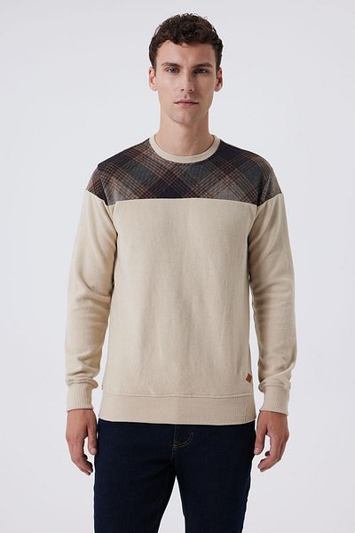 Lee Cooper Ανδρικό φούτερ O Neck Beige 241 LCM 241011 ZAYN ΜΠΕΖ-ΚΑΦΕ