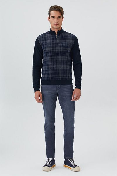 Lee Cooper Мъжки суитшърт с яка стойка, тъмносиньо-антрацит, Barn
