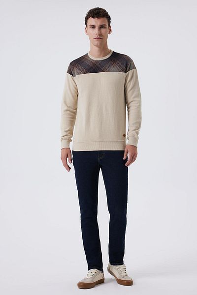 Lee Cooper Ανδρικό φούτερ O Neck Beige 241 LCM 241011 ZAYN ΜΠΕΖ-ΚΑΦΕ