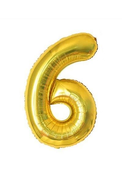 asöy 6 Year Old Number - 100 Cm Large Size Foil Balloon, Gold Color 40 Inch