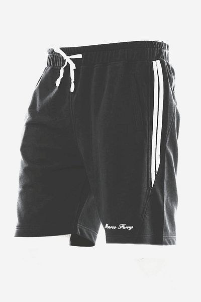 Marco Ferry Plus Size Men's Shorts - Anthracite, Stripe and Rubber Waist Pocket, Cotton EDY18204B-ANT