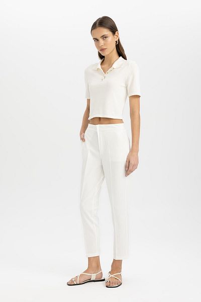 DeFacto Classic Chino Pants Normal Waist Basic Straight Pocket Ankle Length C1429Ax24Sp