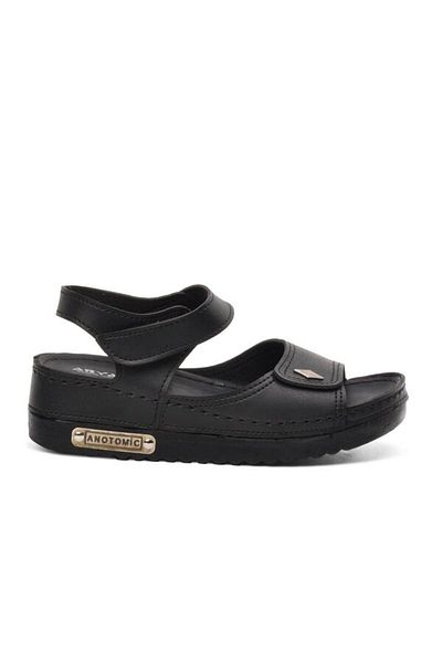 ARYAN Women's Anatomical Sandals - Black Thick Sole