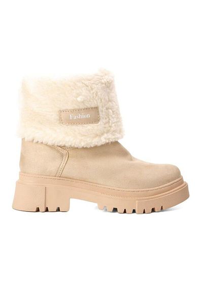 AYAKMOD Γυναικείες Μπότες Cream Suede Shearling