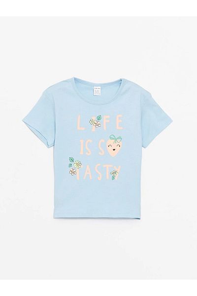 LC Waikiki Lcw Crew Neck Short Sleeve Printed Baby Girl T-Shirt and Leggings 2 Piece Set