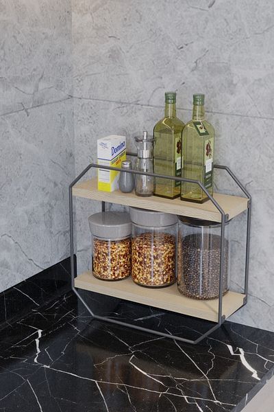 SUNTEL BANYO VE MUTFAK AKSESUARLARI Ξύλινο ράφι 2 επιπέδων - Οργανωτής πολλαπλών χρήσεων για κουζίνα και μπάνιο
