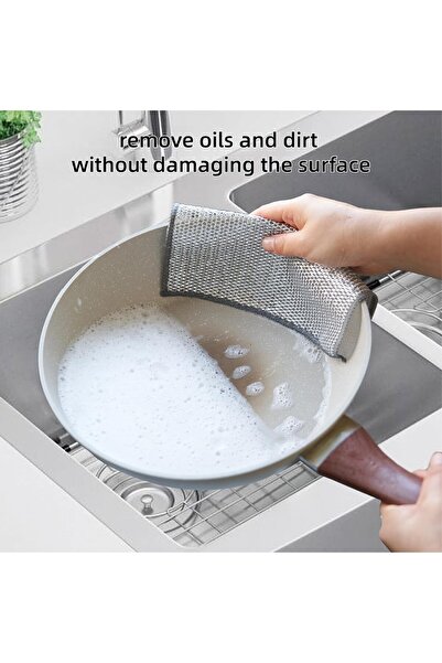 Yenigeldi 3 Adet Çift Katlı Çok Amaçlı Mucize Mikrofiber Inox Bez Telli Bulaş...