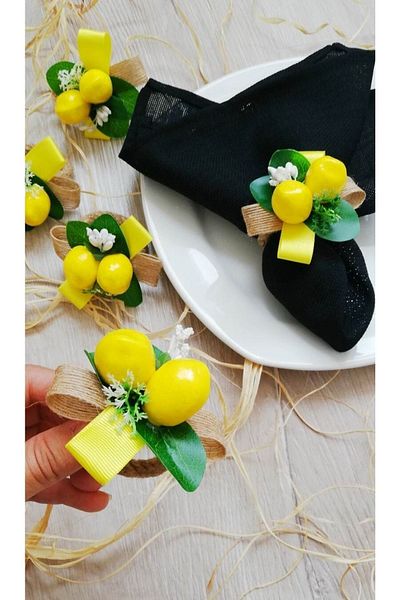 CWolf Lemon Ribbon 6-Piece Napkin Ring