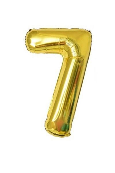 asöy Number 7 Years - 100 Cm Large Size Foil Balloon, Gold Color, 40 Inch
