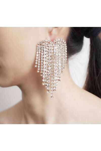 Takıtolia Waterway Zircon Stone Heart Earrings - Evening Dress Earrings