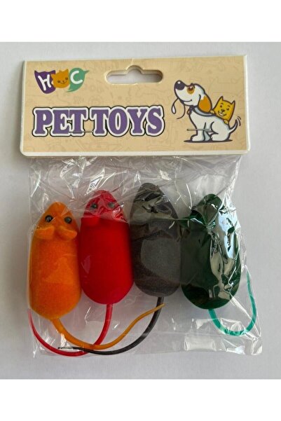 CCA Kedi Oyuncak 4 Lü Renkli Öten Fare