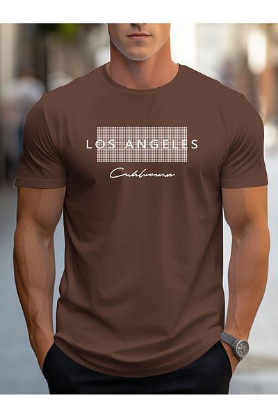 Let's Wear Ανδρικό μπλουζάκι Premium - Los Angeles Printed, Crew Neck