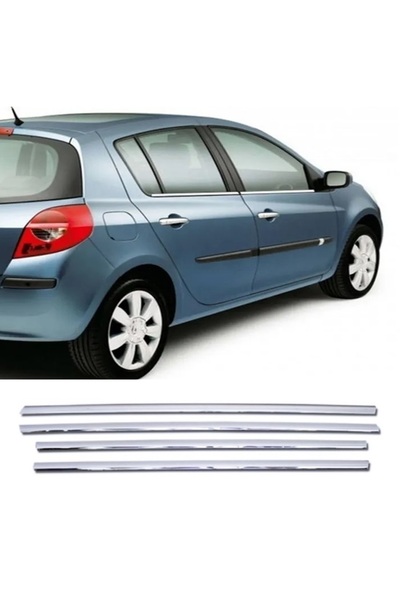 MYTUNİNG Renault Clio 3 Hb Krom Cam Çıtası 2005-2011 Arası 4 Prç P.çelik