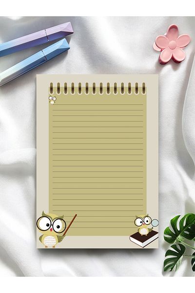 Mirya A5 Striped Owl Patterned Notepad