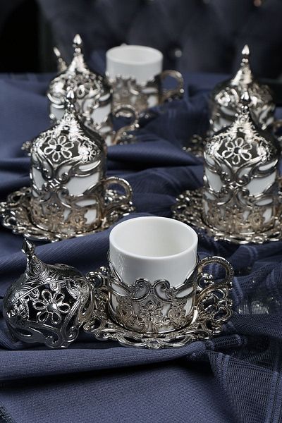 UCR Copper Plated Silver Coffee Cup Set for 6 People