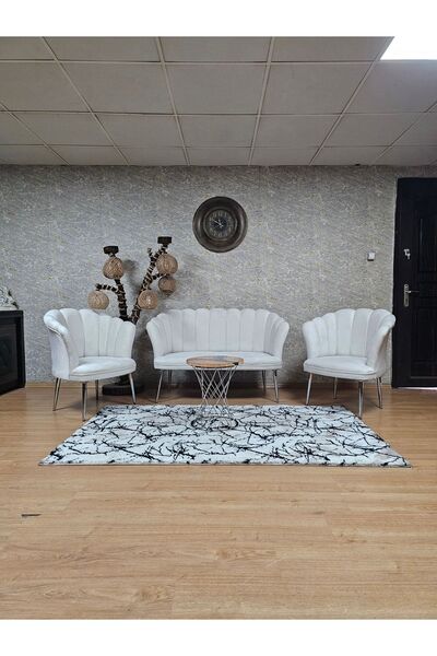 ZAFİR Papatya Çay Seti Koltuk Takımı Krom Sivriltme Ayak, Balkon, Salon, Ofis...