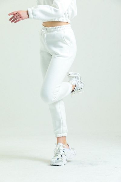 Babelook Γυναικείο φούτερ Jogger White Winter Fleece