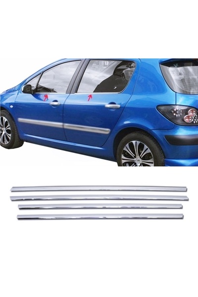 Genel Markalar Peugeot 307 Hb Krom Cam Çıtası 4 Parça 2001 Ve Üzeri P.çelik
