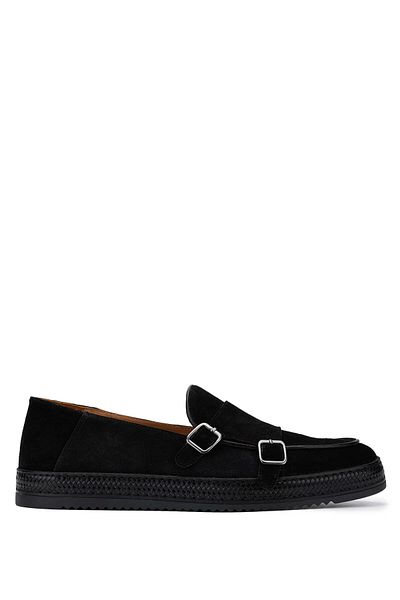 Tamer Tanca Genuine Leather Black Suede Men's Casual Shoes