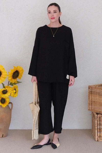 Ceylan Otantik Black Muslin Casual Set