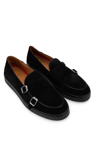 Tamer Tanca Genuine Leather Black Suede Men's Casual Shoes