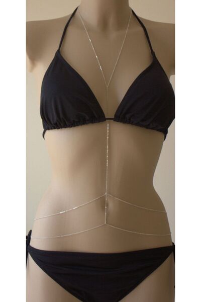 vonda wear Kadın Gümüş Fantezi Vücut Zinciri 0444