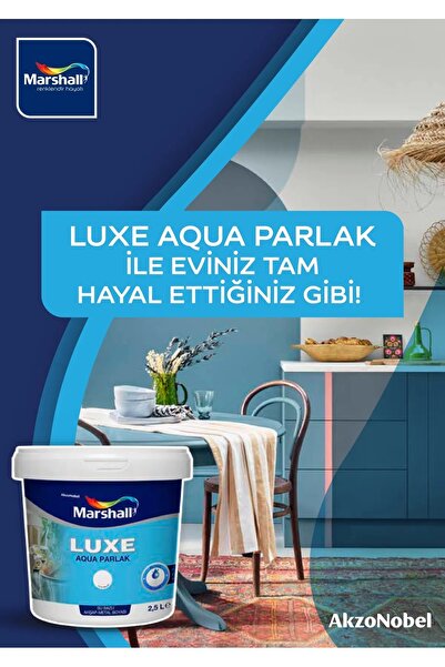 Marshall Luxe Aqua Parlak Su Bazlı Akrilik Dekoratif Dönüşüm Boyası 0,75 Litre Ahşap Ve Metal Boyası Ral 7044