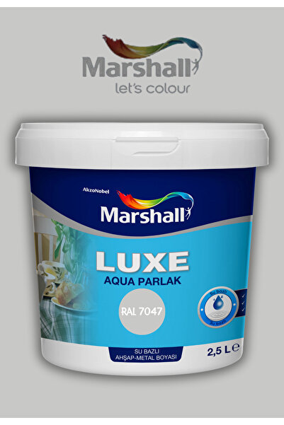 Marshall Luxe Aqua Parlak Su Bazlı Akrilik Dekoratif Dönüşüm Boyası 2,5 Litre Ahşap Ve Metal Boyası Ral 7047