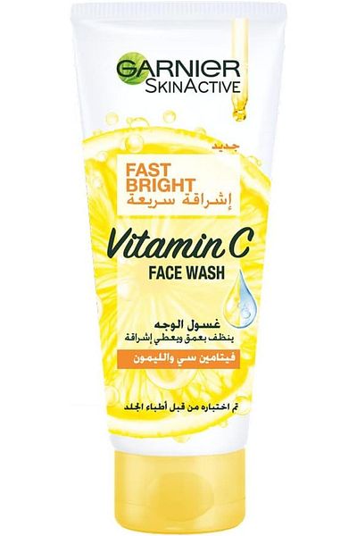 Garnier غسول الوجه سكين أكتيف 100 مل برايت فيتامين سي - خلاصة الليمون النقي