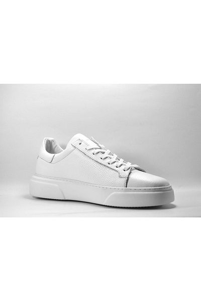 Onlo Ayakkabı Mn.1091 Genuine Leather White High Sole Casual Men's Shoes