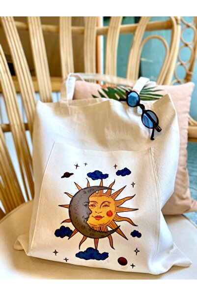 DVOYAGE حقيبة قماش بتصميم خاص "Sun & Moon" مع جيوب