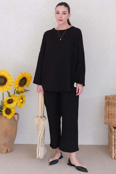 Ceylan Otantik Black Muslin Casual Set