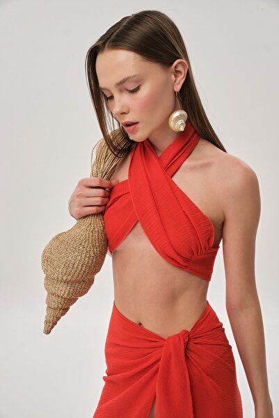 Eda Taşpınar Halter Neck Top Pareo Set TEKS-00049