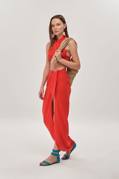 Eda Taşpınar Halter Neck Top Pareo Set TEKS-00049